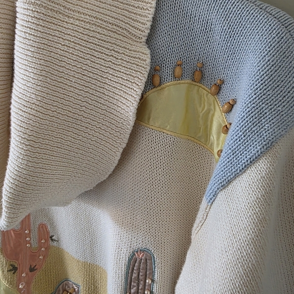 Franco Valerie M Vintage 90s Artsy Fun Eclectic Embroidered Beaded Turtleneck - Picture 9 of 15